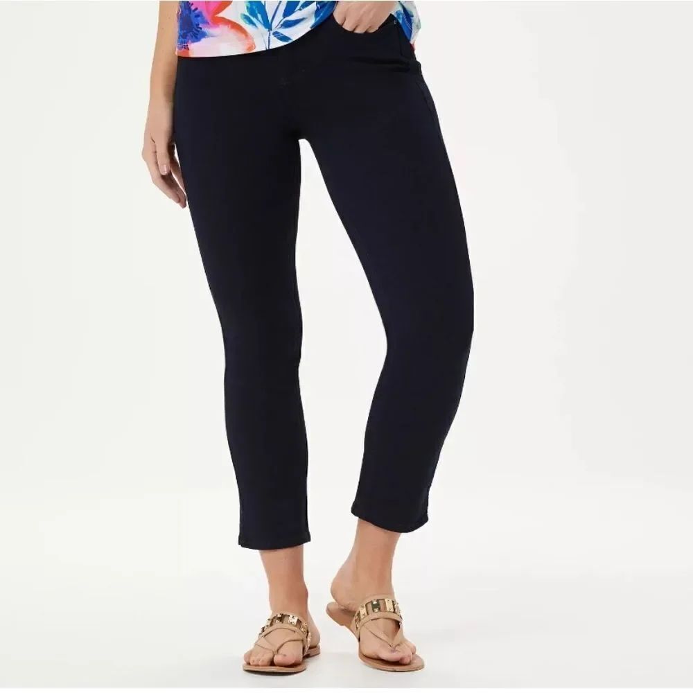 Curves 360 by NYDJ Shape Slim Straight Jeans w/ Bottom Side Slits sz 8=28x25
